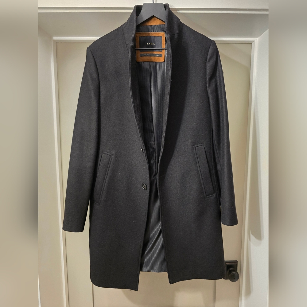 Men's small ZARA long black coat
